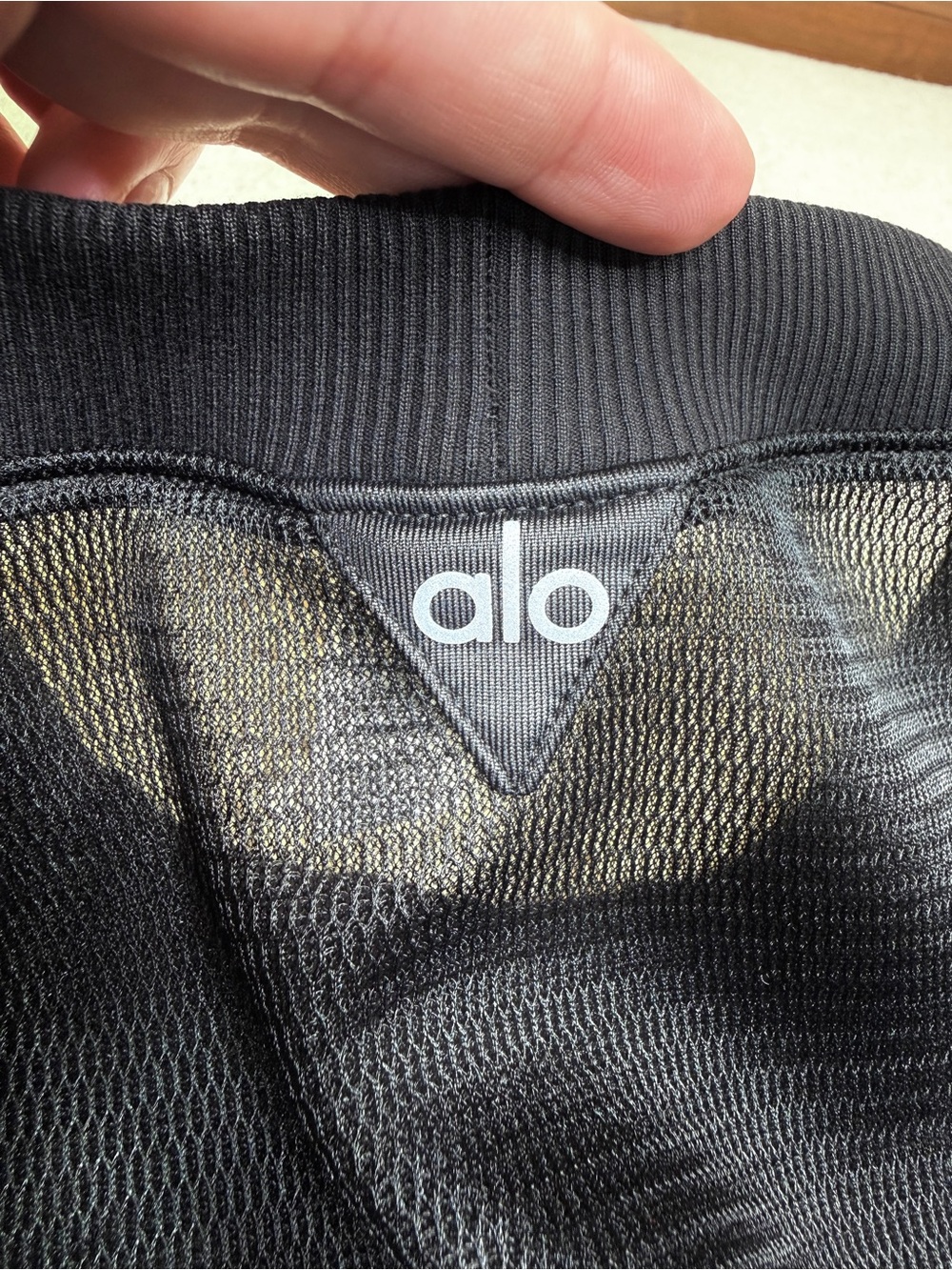 ALO Yoga Row Long Sleeve Black Mesh Athletic Crop Pullover Sheer Top - Picture 6 of 17